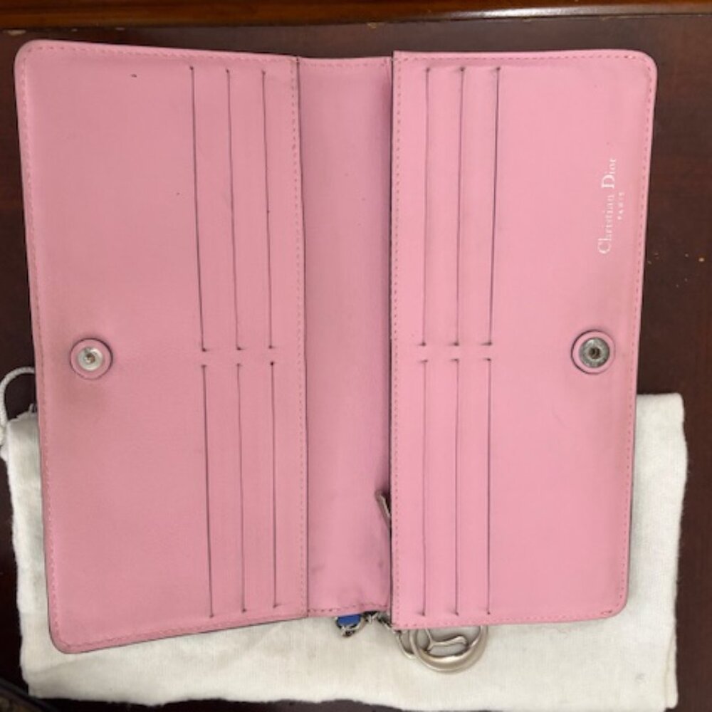 Christian Dior Blue/Pink Smooth Leather Diorisssimo Wallet - Picture 2 of 3